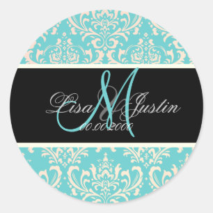 PixDezines Rossi Damask,  custom colour!!!! Classic Round Sticker