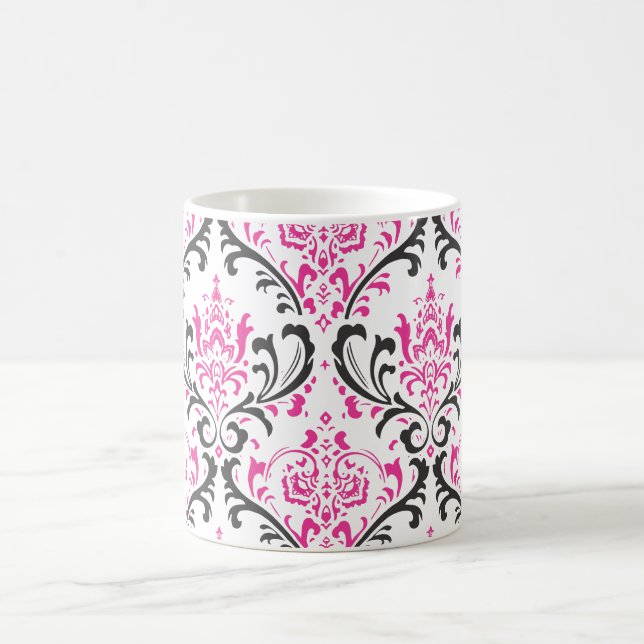 PixDezines Rossi Damask, DIY background colour! Coffee Mug (Center)