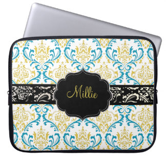 PixDezines Rossi Damask/DIY monogram+colour! Laptop Sleeve