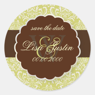 PixDezines Rossi Damask/Endive Green Classic Round Sticker