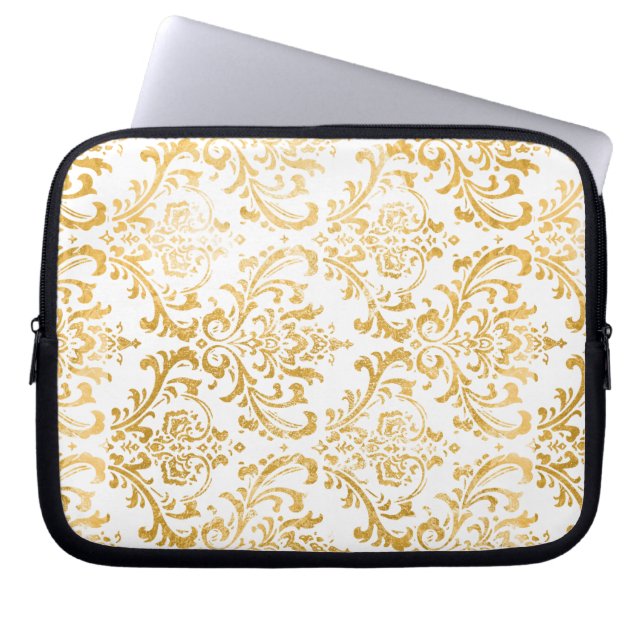 PixDezines rossi damask/faux gold Laptop Sleeve (Front)