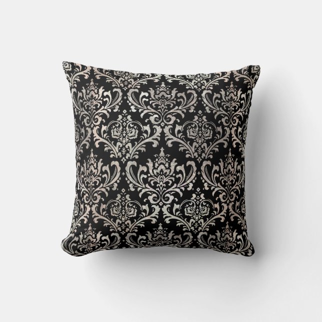 PixDezines Rossi Damask/Faux Silver Cushion (Front)