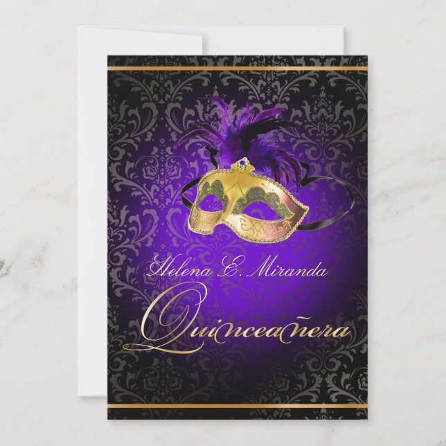PixDezines Rossi Damask/Masquerade/DIY/Purple Invitation (Front)