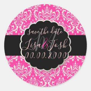 PixDezines Rossi Damask, Monogram DIY Colour Classic Round Sticker