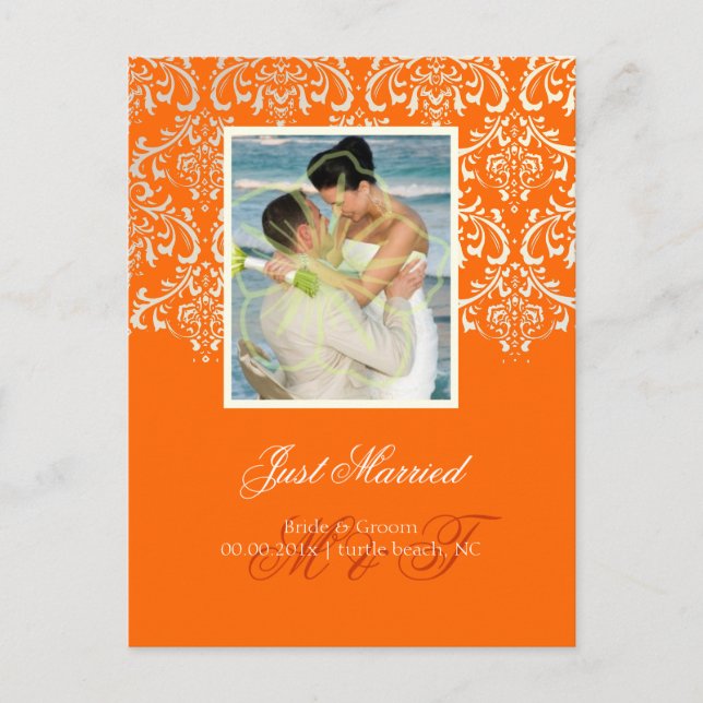 PixDezines Rossi Damask/Photo/DIY colour+occasion Announcement Postcard (Front)