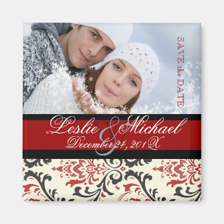 PixDezines Rossi Damask, Photo Save Date Magnet