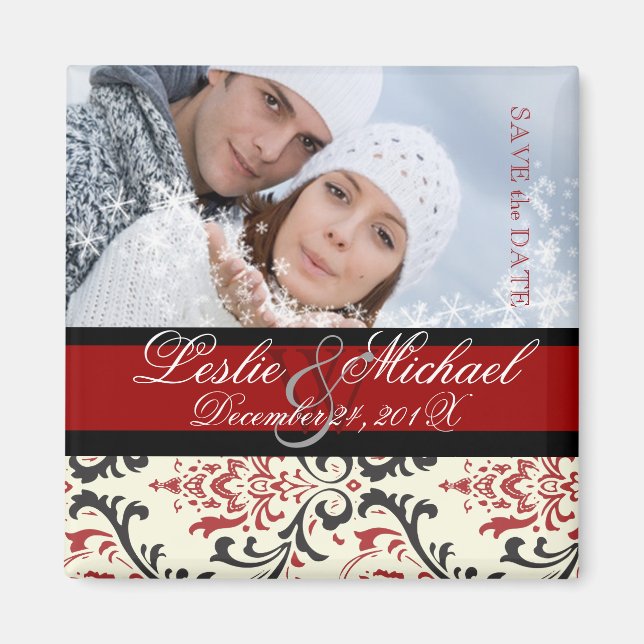 PixDezines Rossi Damask, Photo Save Date Magnet (Front)