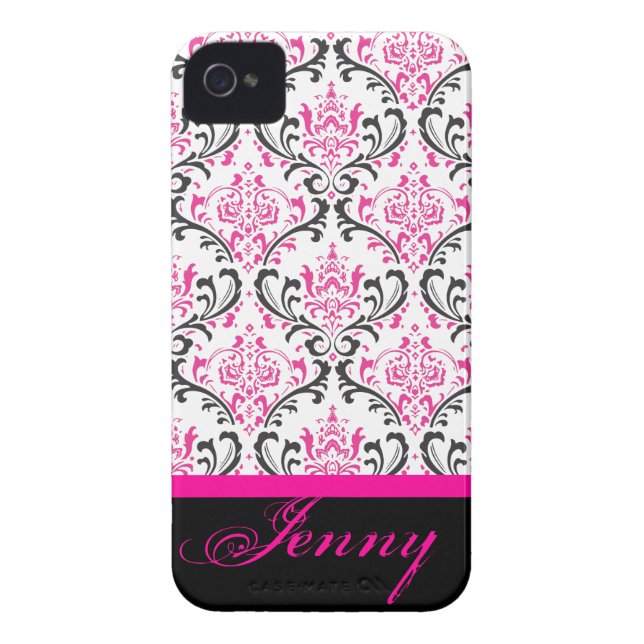 PixDezines Rossi Damask/Pink+Black/DIY colour Case-Mate iPhone Case (Back)