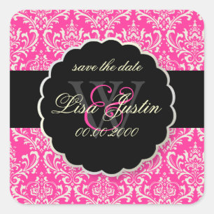 PixDezines Rossi Damask/Pink Square Sticker
