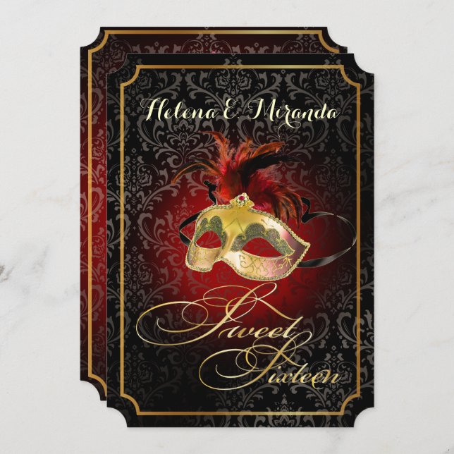 PixDezines Rossi Sweet 16 Masquerade/DIY colour!! Invitation (Front/Back)