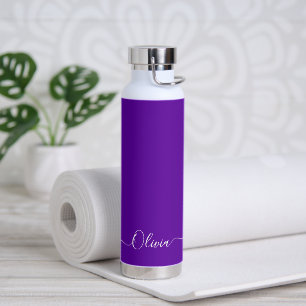 PixDezines Royal Purple DIY Colour Monogram Water Bottle