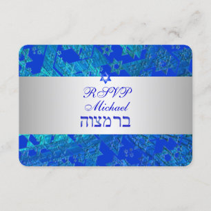 PixDezines rsvp bar mitzvah/blue/silver Card