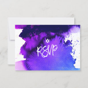 PixDezines RSVP Bar Mitzvah , Purple Watercolor✡ Card