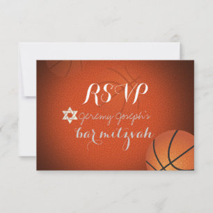 PixDezines RSVP Basketball Bar Mitzvah ✡ Card