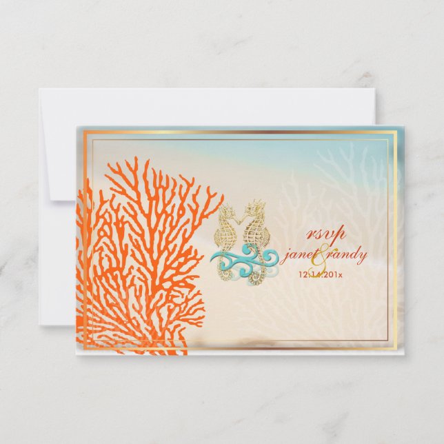 PixDezines rsvp beach+seahorse, beach party Card (Front)
