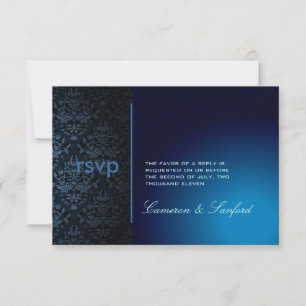PixDezines RSVP Bijoux Damask/sapphire Card