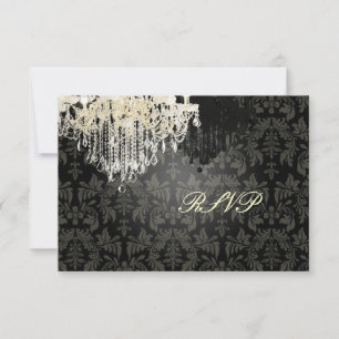 PixDezines RSVP Black + White Chandelier Card