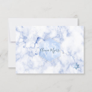 PixDezines RSVP Blue Honeycomb+Marble Mitzvah ✡ Card