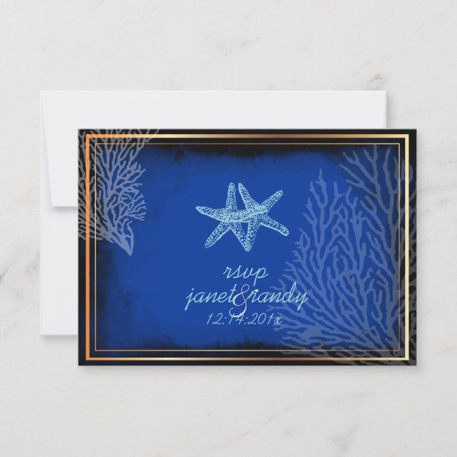 PixDezines rsvp blue starfish+coral/diy colour Card (Front)