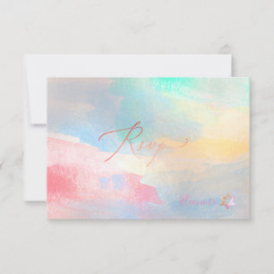 PixDezines RSVP Brushed Watercolor Bat Mitzvah ✡ Card