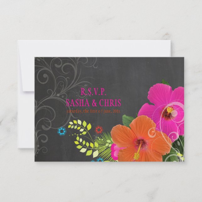 PixDezines rsvp chalkboard+hibiscus+fern (Front)