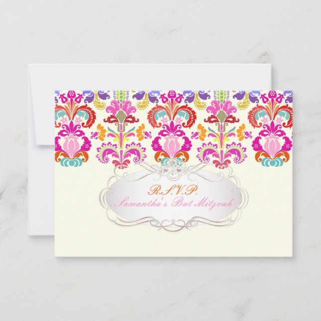 PixDezines rsvp colour Isabella damask/bat mitzvah (Front)