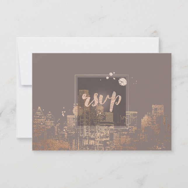 PixDezines RSVP Dallas Skyline/Pink Gold/DIY colou Card (Front)