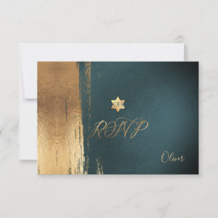 PixDezines RSVP Dark Forest Green Mitzvah ✡ Card