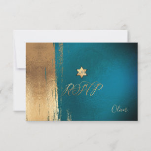 PixDezines RSVP Dark Teal Green Mitzvah ✡ Card