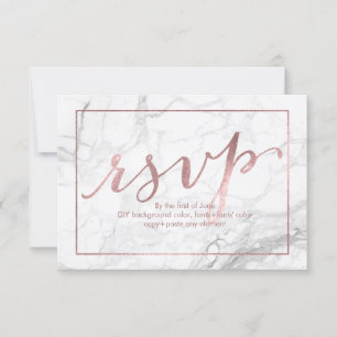 PixDezines RSVP Dazzled/Faux Rose Gold/Marble Card