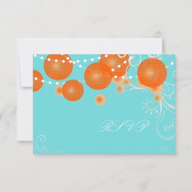 PixDezines rsvp diy background+orange lanterns Card (Front)