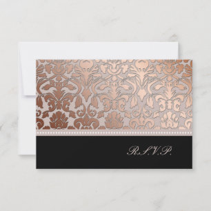PixDezines rsvp faux copper damask/diy colours Card
