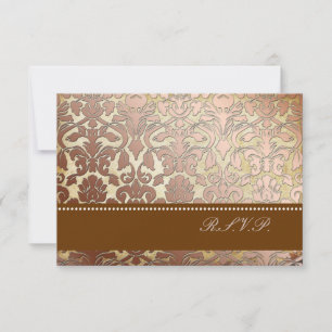 PixDezines rsvp faux copper damask/diy colours Card