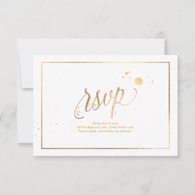 PixDezines RSVP Faux Gold Veins Marble Confetti (Front)