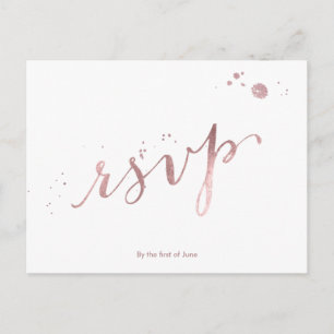 PixDezines RSVP/FAUX ROSE GOLD FOIL/SCRIPT FONT Invitation Postcard