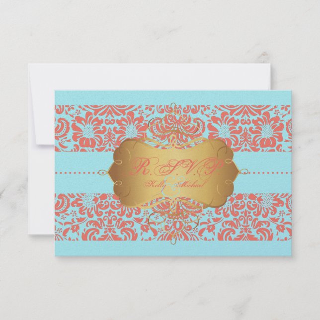 PixDezines rsvp Fidora Damask Card (Front)