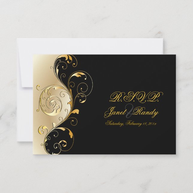 PixDezines rsvp Filigree+swirls/black+gold (Front)