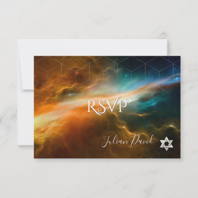 PixDezines RSVP Galaxy Space Bar Mitzvah ✡ (Front)
