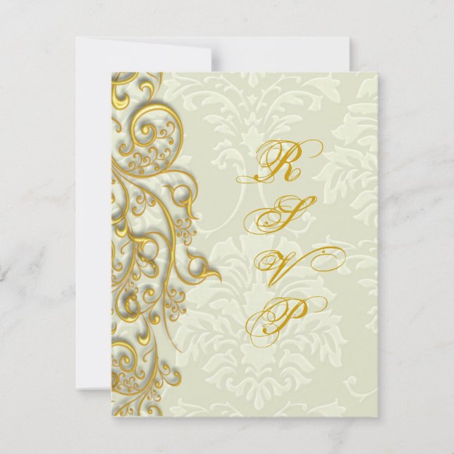 PixDezines rsvp gilded gold swirls Card (Front)