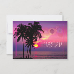 PixDezines rsvp Hawaiian Sunset Beach Scence Card