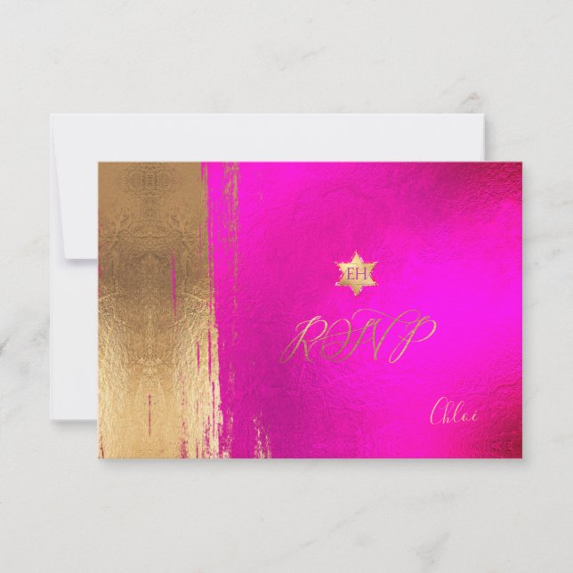 PixDezines RSVP Hot+Flashy Pink Mitzvah ✡ (Front)