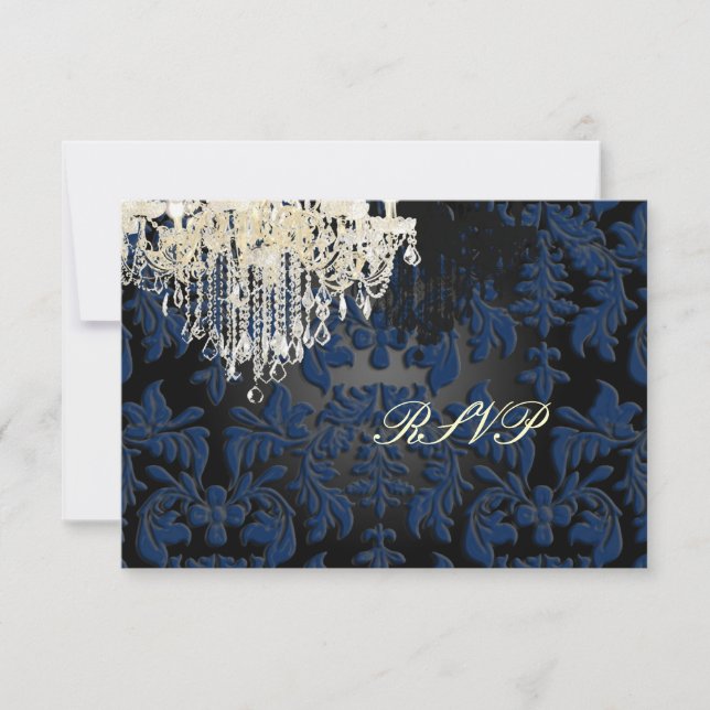 PixDezines rsvp Midnight Blue+black/Chandelier Card (Front)