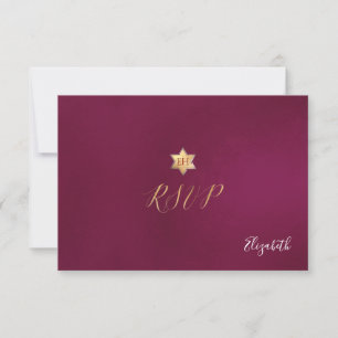 PixDezines RSVP minimalist Dahlia Red Mitzvah ✡ Card