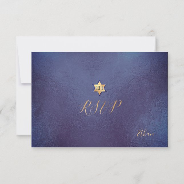 PixDezines RSVP minimalist Dusty Blue Mitzvah ✡ (Front)