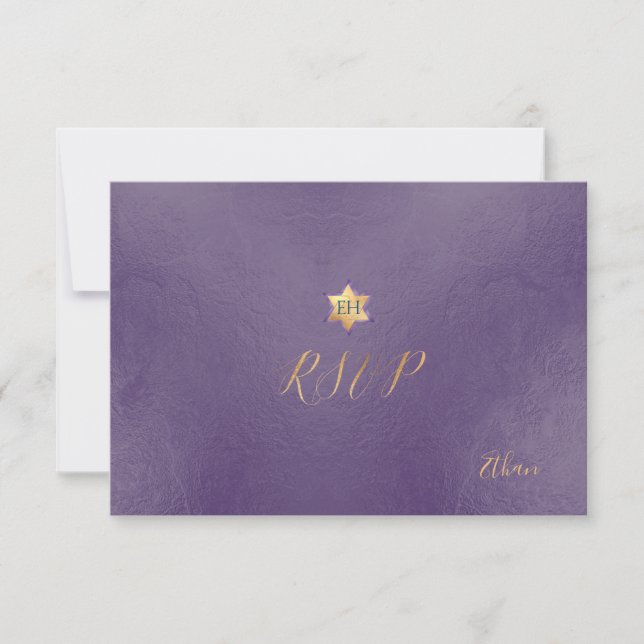 PixDezines RSVP minimalist Dusty Purple Mitzvah ✡ (Front)