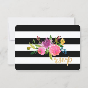 PixDezines rsvp mitzvah/DIYstripes/floral Card