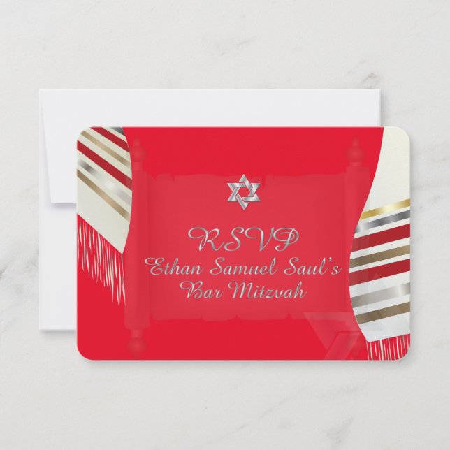 PixDezines RSVP MITZVAH/RED TALLIT/DIY Background (Front)