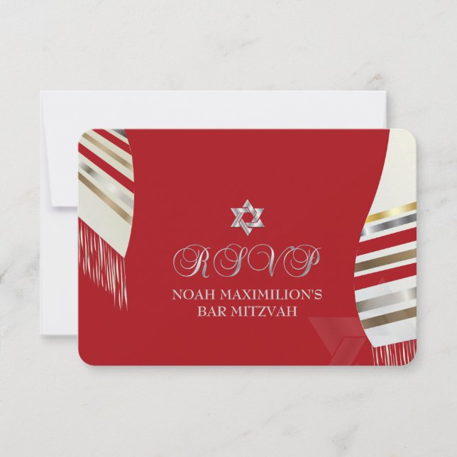 PixDezines RSVP MITZVAH/RED TALLIT/DIY Background (Front)