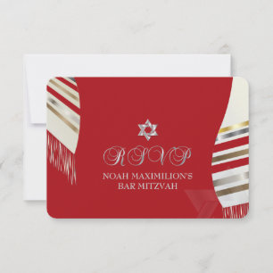 PixDezines RSVP MITZVAH/RED TALLIT/DIY Background Card