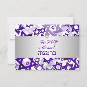 PixDezines rsvp mod stars/bar mitzvah/violet Card